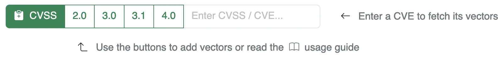 CVSS creation buttons
